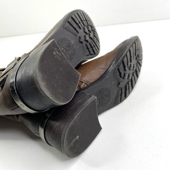 Vince Camuto Boots Size 5.5 Welton Brown Motorcycle Moto Combat Mid Calf Leather - Picture 8 of 9